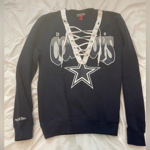 Custom Mitchell & Ness Dallas Cowboys Lace Up Sweatshirt